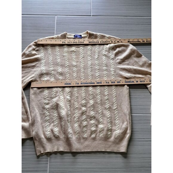 Philip Simmonds Men's Beige Cable Knit Cashmere Sweater Large Crewneck Luxury - Picture 7 of 11